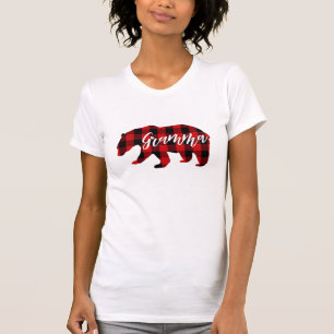 Gramma Bear   Rot Kariert T-Shirt