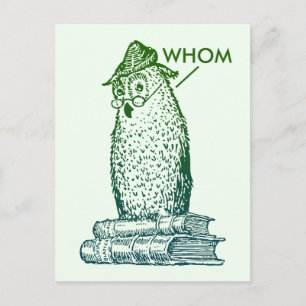 Grammar Owl sagt wen (grün) Postkarte