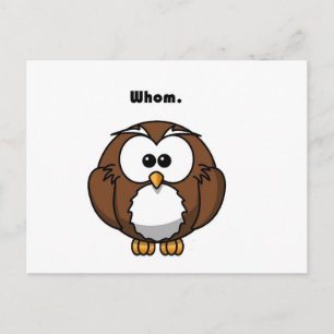 Grammar Owl Who Funny Writer Joke Cartoon Postkarte