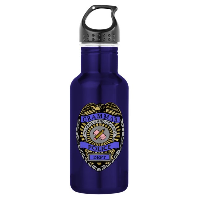 Grammar Police Dept Abzeichen Pencil Eraser Trinkflasche (Vorderseite)