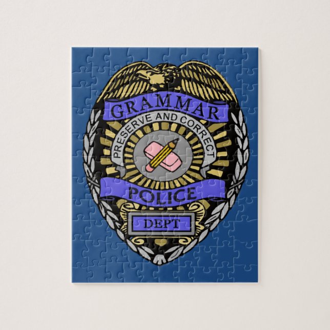 Grammar Police Dept Badge Pencil Eraser Puzzle (Vertikal)