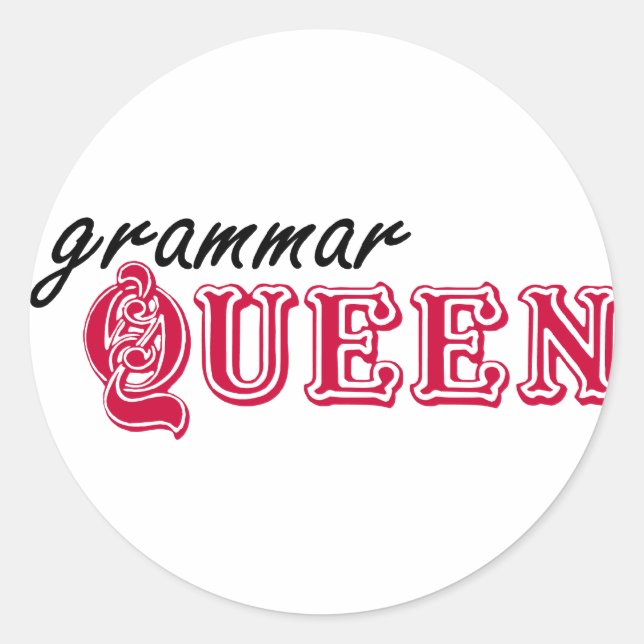 Grammar Queen Runder Aufkleber (Vorderseite)