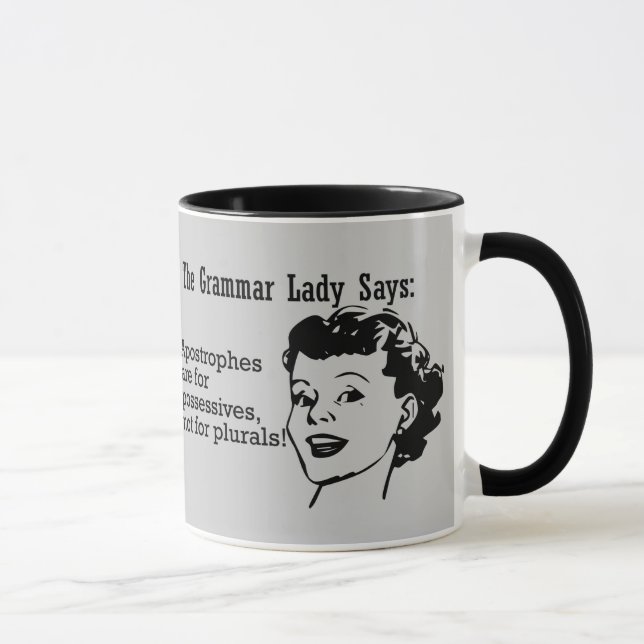 Grammatik-Dame Apostrophes Mugs Tasse (Rechts)