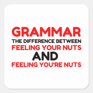 Grammatik-Nüsse Quadratischer Aufkleber