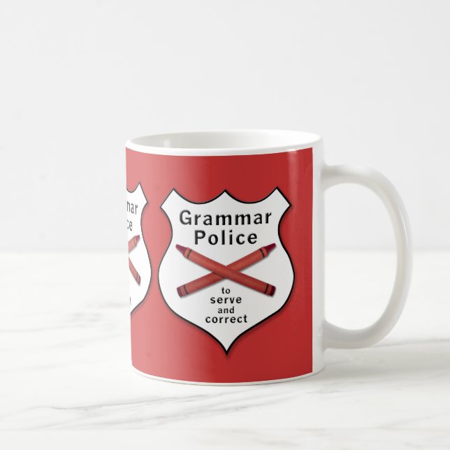 Grammatik-Polizei-Abzeichen Kaffeetasse (Rechts)
