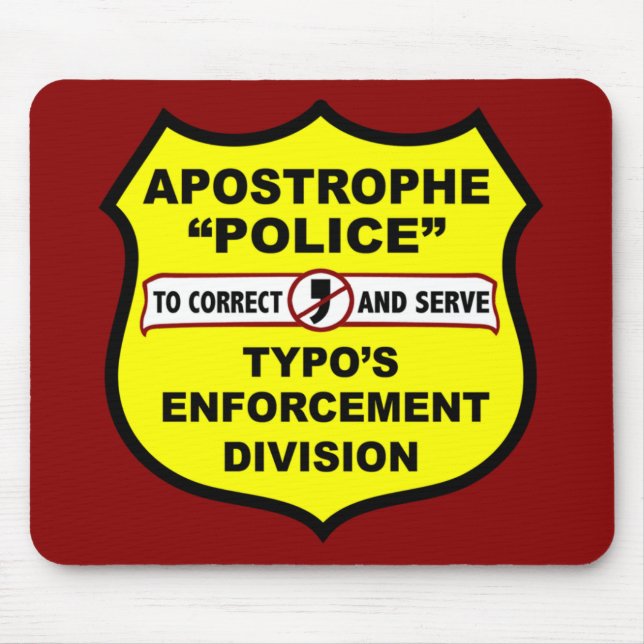 Grammatik-Polizei-Apostroph Mousepad (Vorne)