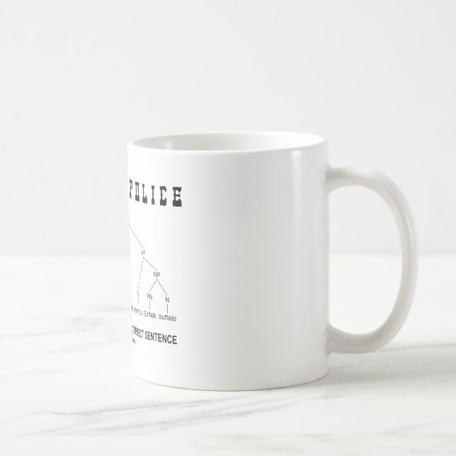 Grammatik-Polizei (Büffel 8mal korrigieren Satz) Kaffeetasse (Rechts)