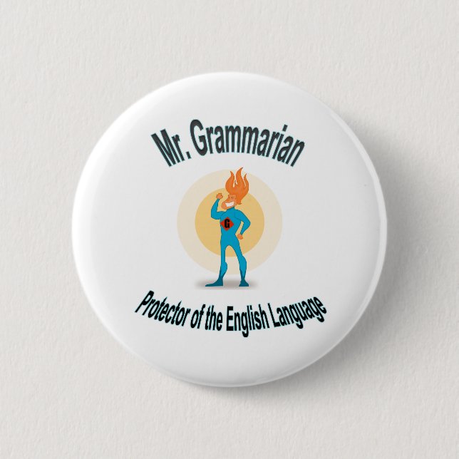 Grammatikfanatisches Superhero-Button Button (Vorderseite)
