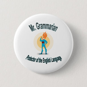 Grammatikfanatisches Superhero-Button Button