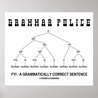 Grammatikpolizei (8-mal richtiger Satz in Buffalo) Poster