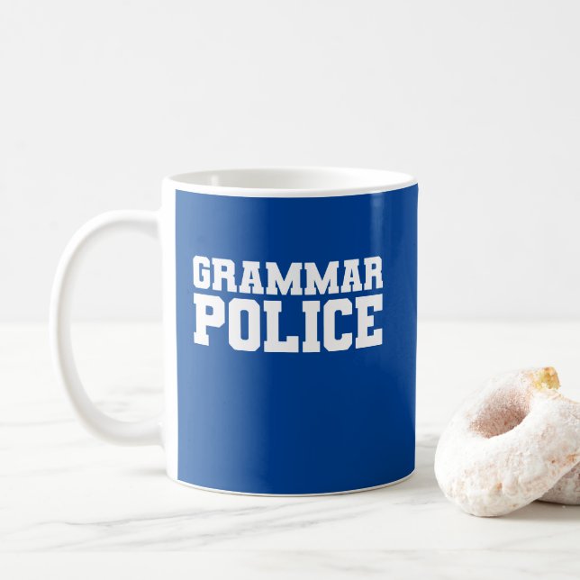 "Grammatikpolizei" Kaffeetasse (Mit Donut)