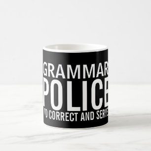 Grammatikpolizei zur Korrektur und zum Dienst Tasse