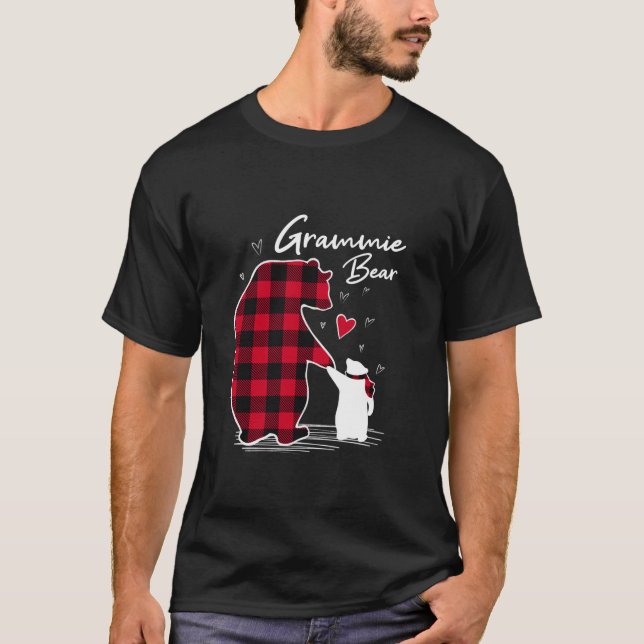 Grammie Bear Christmas Pajama Grandma Red Buffalo T-Shirt (Vorderseite)