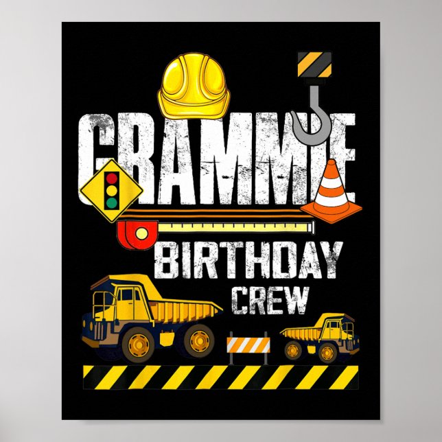 Grammie Birthday Crew Bau Grabbagger Party Poster (Vorne)