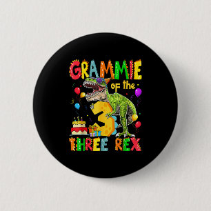 Grammie der drei Rex 3. Geburtstag Boy Dinosaurier Button