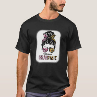 Grammie Leopard Messy Bun Grammie Mütter T-Shirt