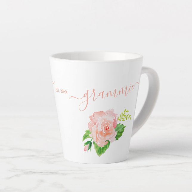 Grammie Wasserfarbene Rose Pfirsichkorn Pink Milchtasse (Rechte Ecke)