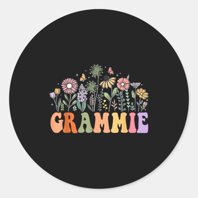 Grammie Wildflower Floral Birthday Baby Shower New Runder Aufkleber (Vorderseite)
