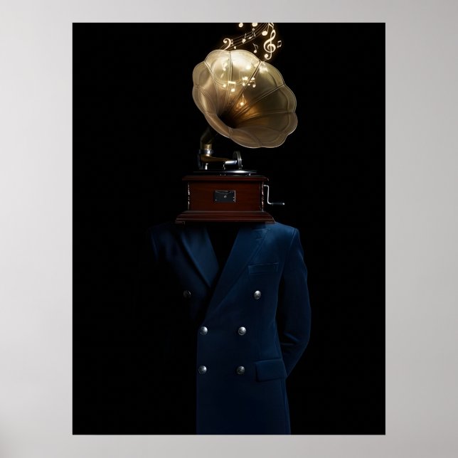 Grammofon-Kopf Gentleman Poster (Vorne)