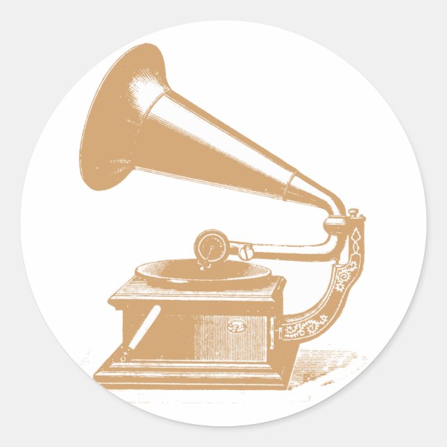 Grammophon-individualisierbares Design Runder Aufkleber (Vorderseite)
