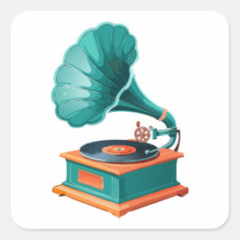 Grammophon Quadratischer Aufkleber