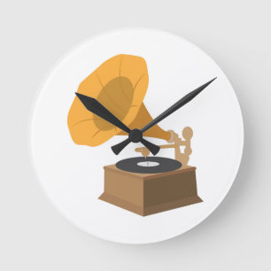Grammophon Runde Wanduhr
