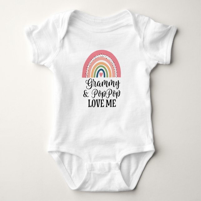 Grammy and PopPop Liebe Me Regenbogen Baby Strampler (Vorderseite)