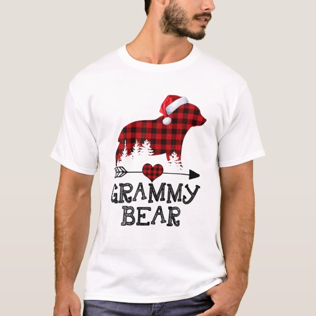 Grammy Bear Christmas Pajama Red Kariert Buffalo F T-Shirt (Vorderseite)