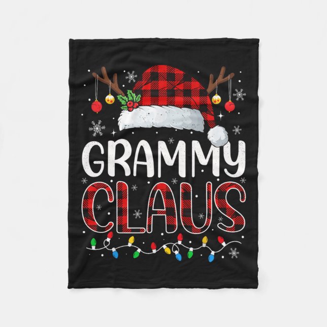 Grammy Claus Christmas Lights Pajama Family Matchi Fleecedecke (Vorderseite)
