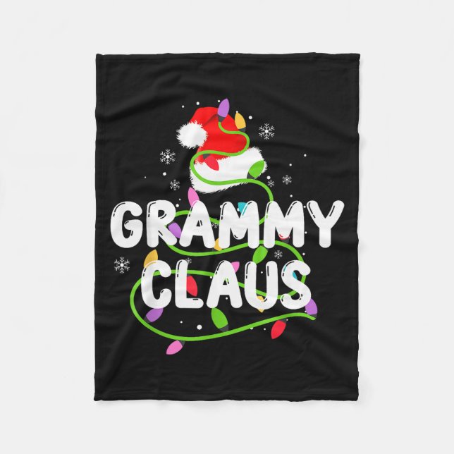 Grammy Claus Funny Christmas Lights Pajama Family  Fleecedecke (Vorderseite)