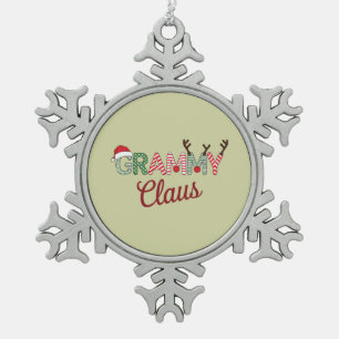 Grammy Claus Weihnachten Grandma Geschenk Xmas Schneeflocken Zinn-Ornament