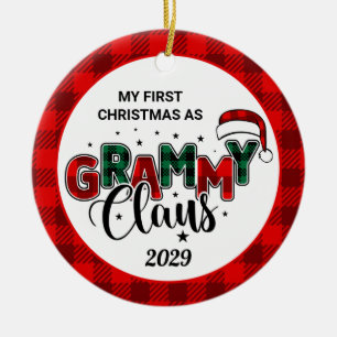 Grammy Claus Weihnachts-Foto Karierte Keramik Orna Ornament