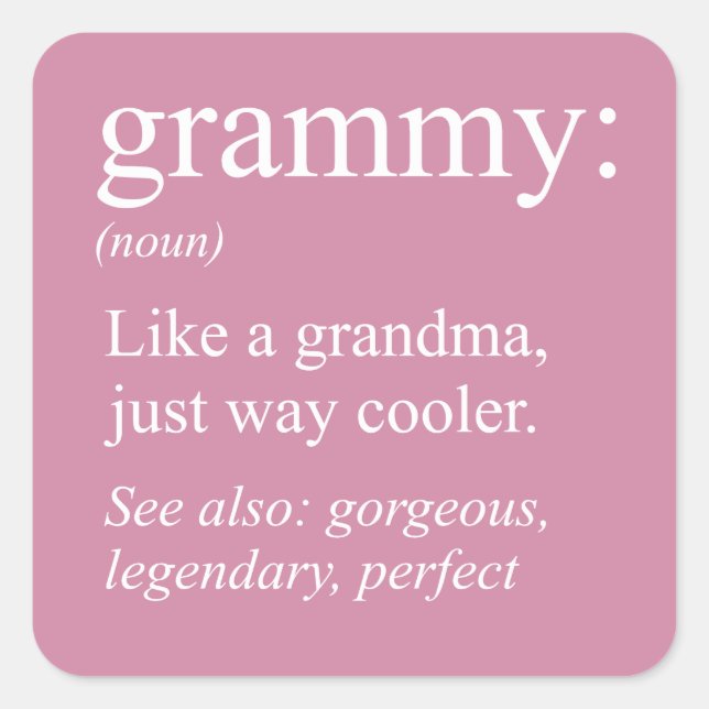 Grammy Definition, Oma, Nana Gift Button Quadratischer Aufkleber (Vorderseite)