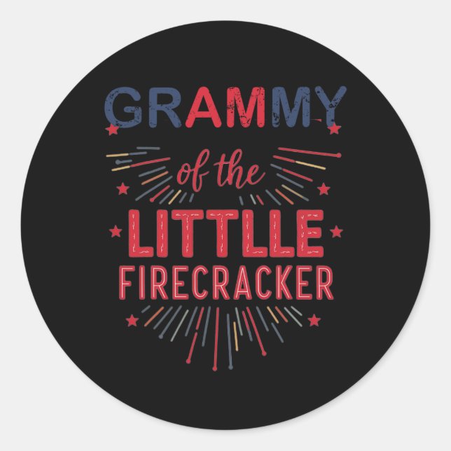 Grammy des kleinen Firecracker 4. Juli Geburt Runder Aufkleber (Vorderseite)