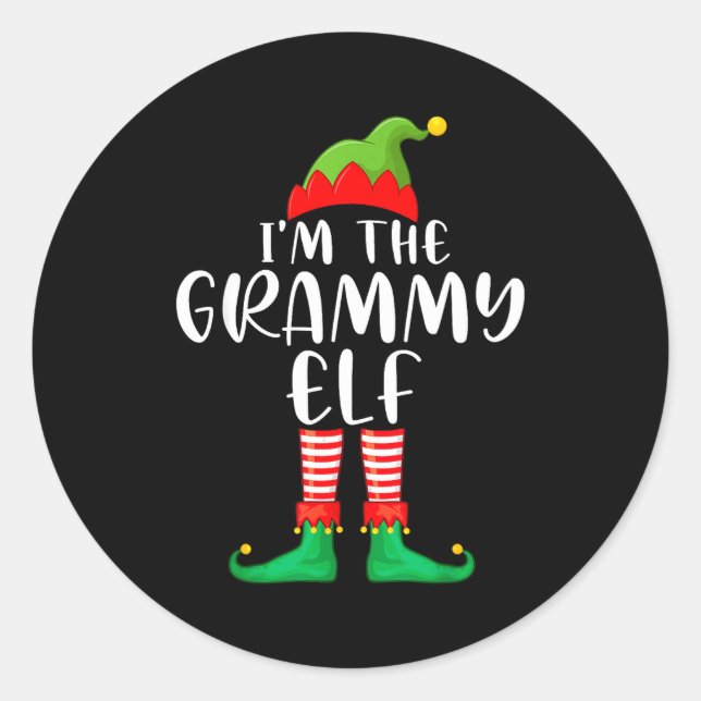 Grammy Elf Matching Family Group Christmas Party P Runder Aufkleber (Vorderseite)