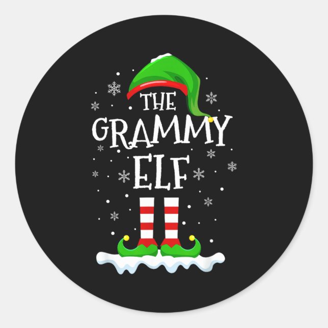 Grammy Elf Squad Xmas Family Matching Group Christ Runder Aufkleber (Vorderseite)
