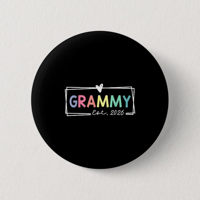 Grammy Est 2026 Promoted To Grandma 2026 For Grand Button (Vorderseite)