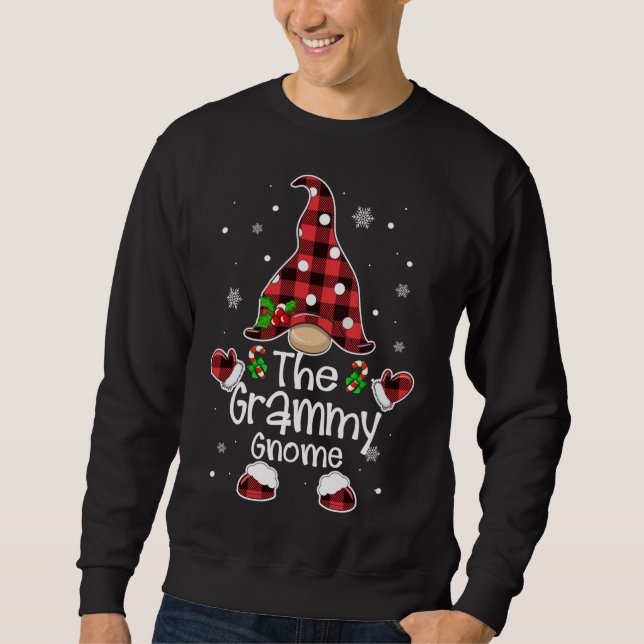 Grammy Gnome Red Kariert Matching Family Christmas Sweatshirt (Vorderseite)