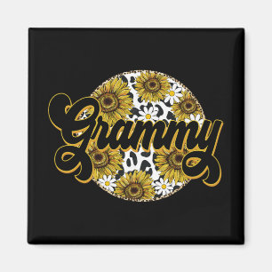 Grammy Kuh Druck Sonnenblume Leopard Oma Mutter# Magnet