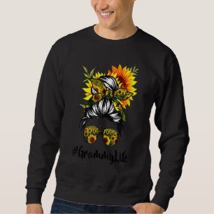 Grammy Life Messy Hair Bun Sonnenblume Frauen Mutt Sweatshirt