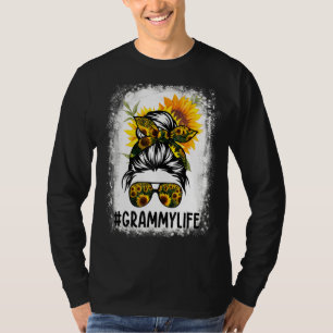 Grammy Life Messy Hair Bun Sonnenblume Frauen Mutt T-Shirt