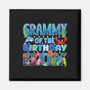 Grammy of the Birthday Boy Aquarium Sea Animals Magnet