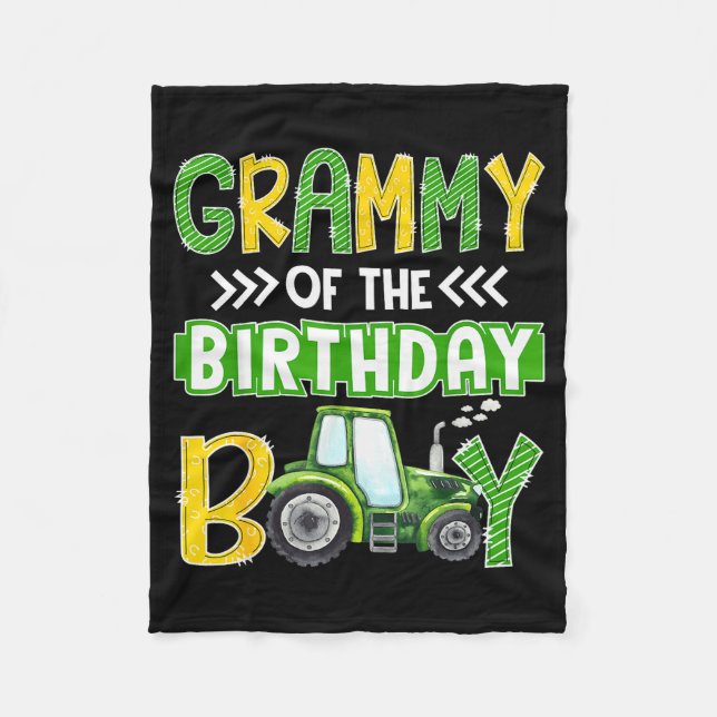 Grammy Of The Birthday Boy Tractors Farm Trucks Fa Fleecedecke (Vorderseite)