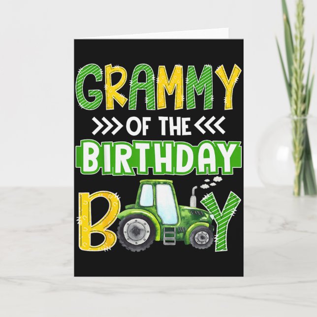 Grammy Of The Birthday Boy Tractors Farm Trucks Fa Karte (Vorderseite)