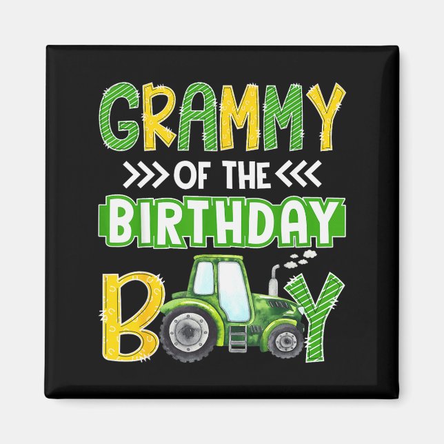 Grammy Of The Birthday Boy Tractors Farm Trucks Fa Magnet (Vorne)