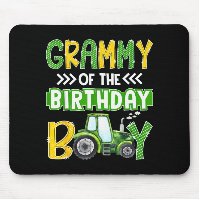 Grammy Of The Birthday Boy Tractors Farm Trucks Fa Mousepad (Vorne)