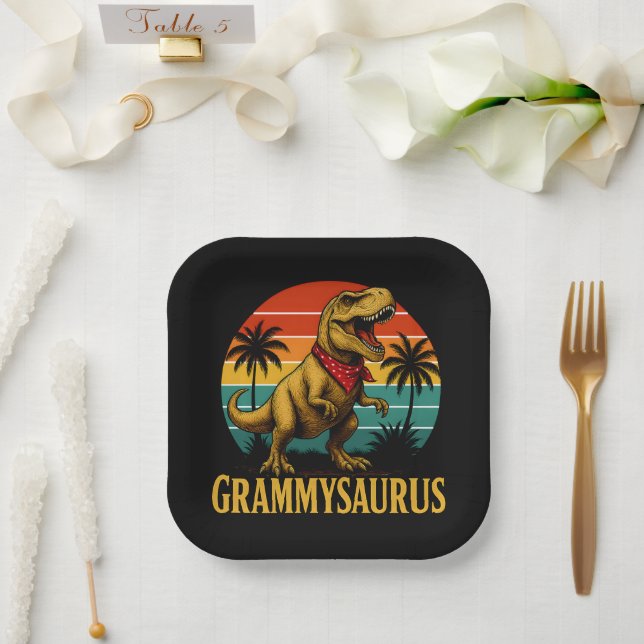 Grammysaurus T Rex Dinosaur Grammy Mütter Tag Pappteller (Hochzeit)