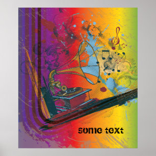 Gramophon auf dem Retro-Druckposter Poster