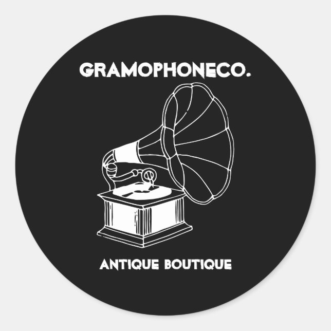 Gramophon-Dekor Runder Aufkleber (Vorderseite)