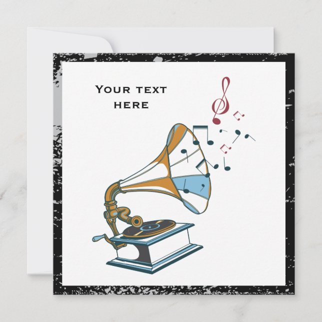 Gramophon-Retro-Einladung Einladung (Vorderseite)